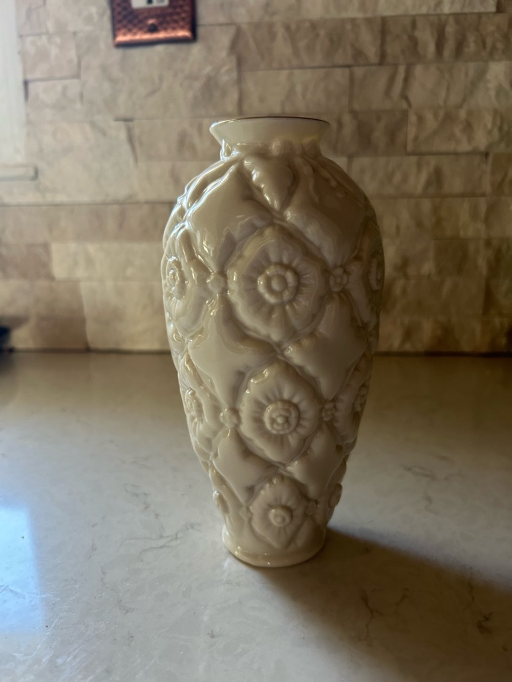 Lenox Cream Floral Relief Porcelain Vase